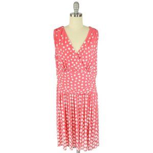 ELIZA J 16 Pink White Abstract Polka Dot Surplice Cummerbund A Line Knit Dress